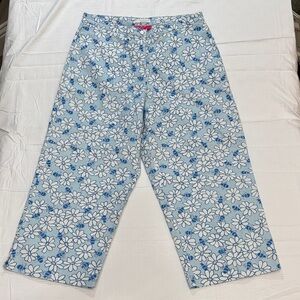 Vintage Pappagallo Capris Daisy Flower Bee Barrel Style Legs Sz 16 Blue White